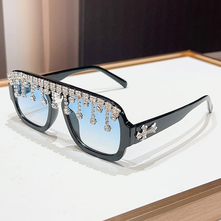 Glamorous Crystal-Embellished Sunglasses Bowlift