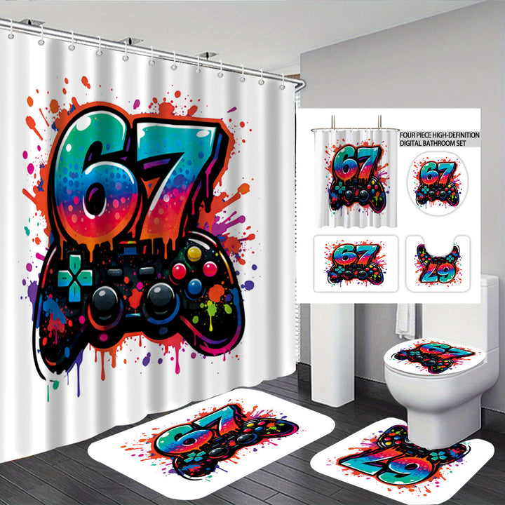 Digital Art-Themed Four-Piece Bathroom Set Bowlift
