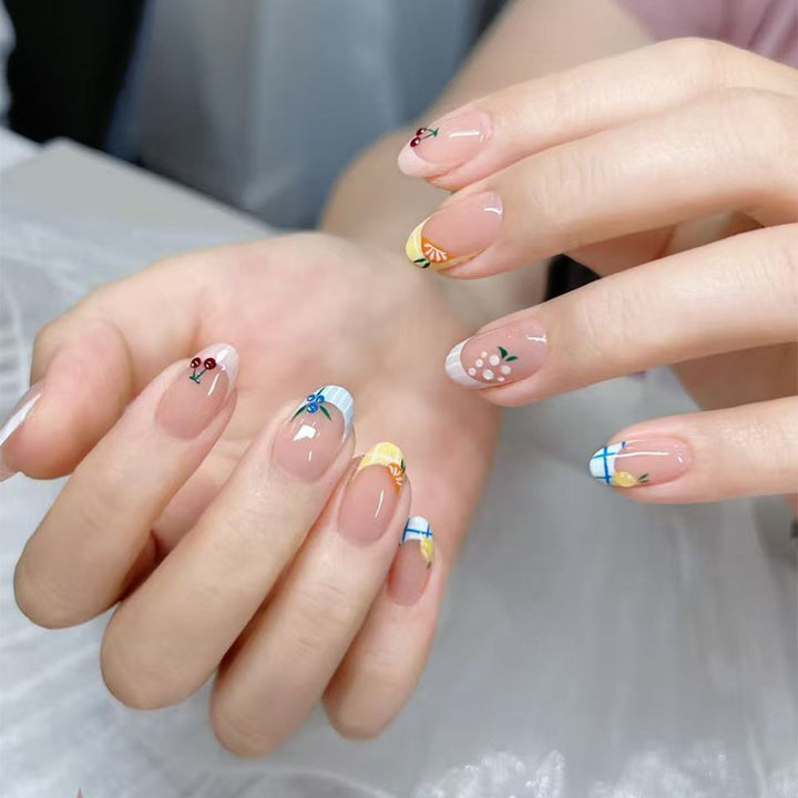 Creative nail art with colorful floral design Bowlift