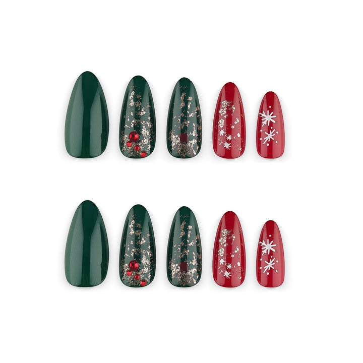Artificial nails in festive Christmas design Bowlift 1787298787
