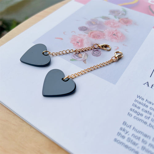Heart-Shaped Dangle Earrings with Golden Chain Bowlift