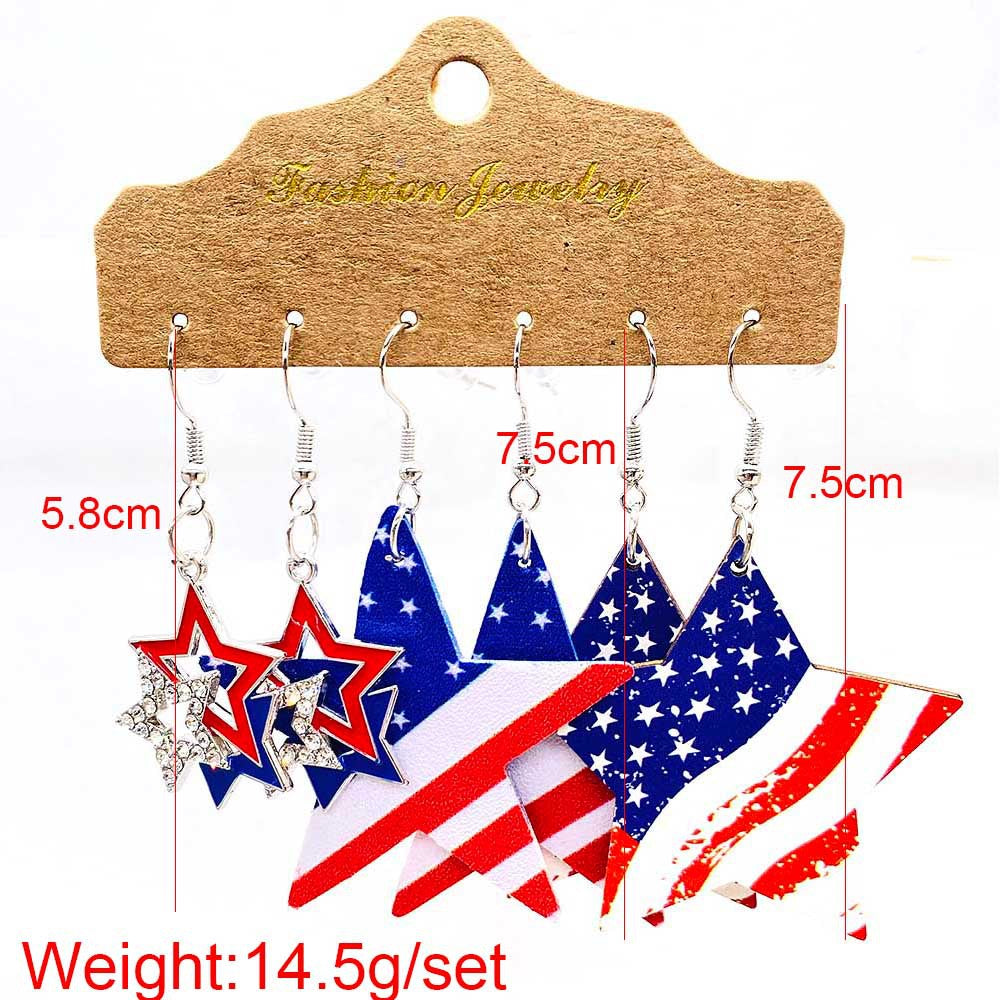 Women’s American-inspired earring set made of lightweight wood and acrylic with drop and letter charms Bowlift