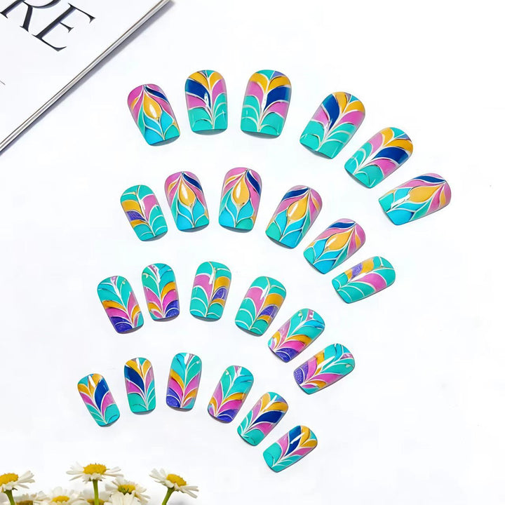 Artistic Colorful Leaf Design Nail Art Bowlift