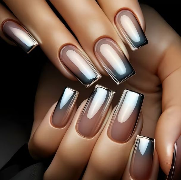 Premium Glossy Ombre Nail Extensions Bowlift
