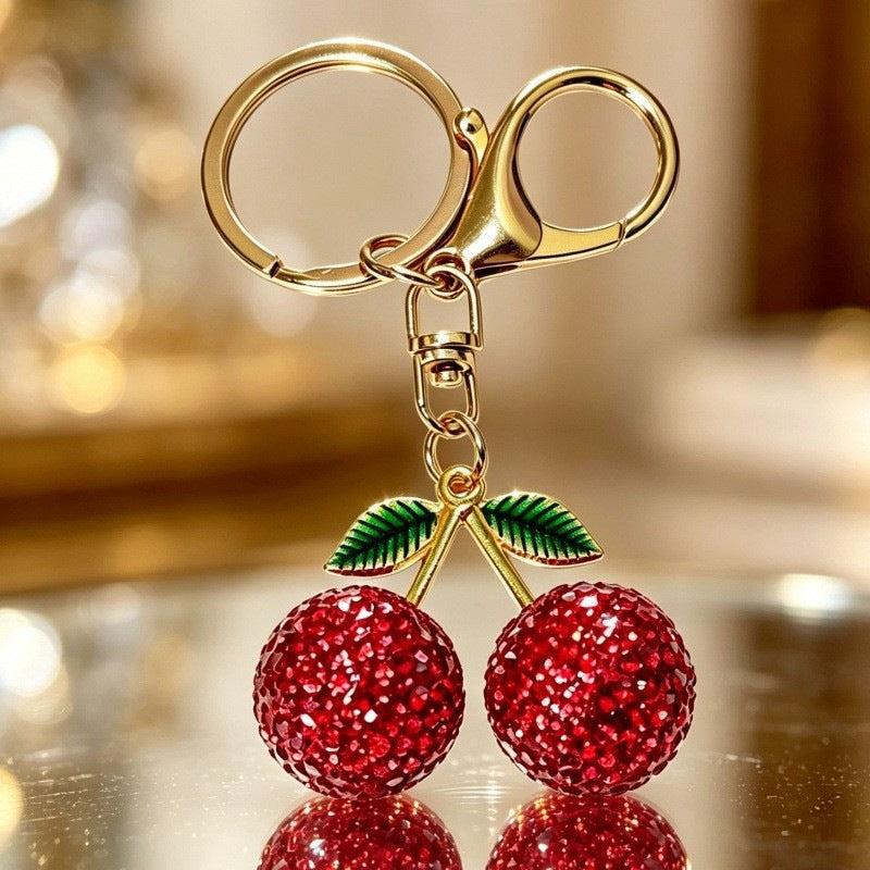 Glamorous keychain with sparkling cherries Bowlift