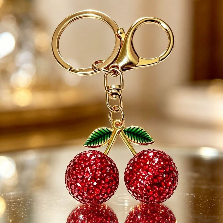 Glamorous keychain with sparkling cherries Bowlift