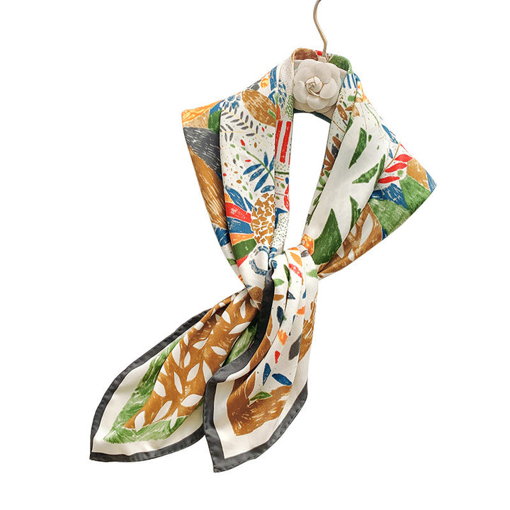 Women's silk scarf in elegant botanical design Bowlift