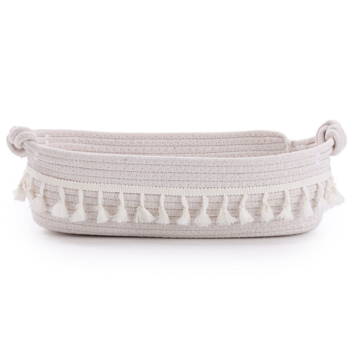 Women Decorative Storage Basket with Fringe Decoration Bowlift