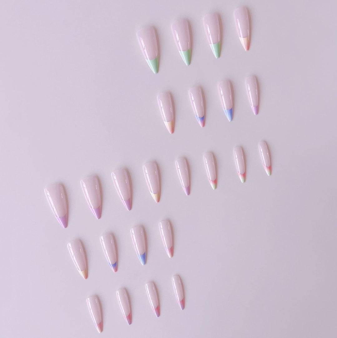Artificial nail set with trendy gradient color and glitter accents Bowlift