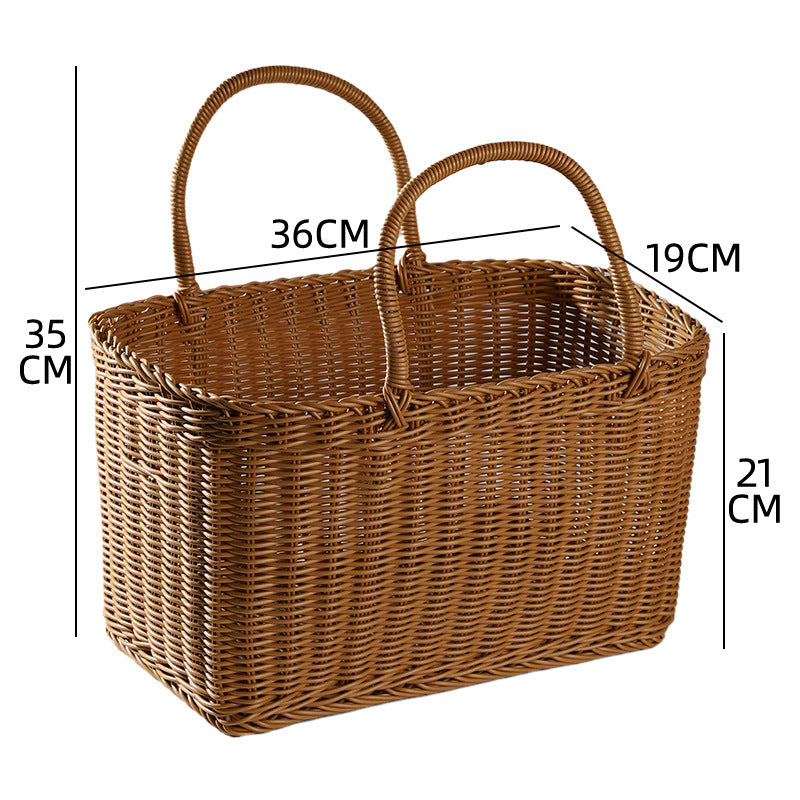 Unisex Handwoven Shopping Basket with Two Handles Bowlift