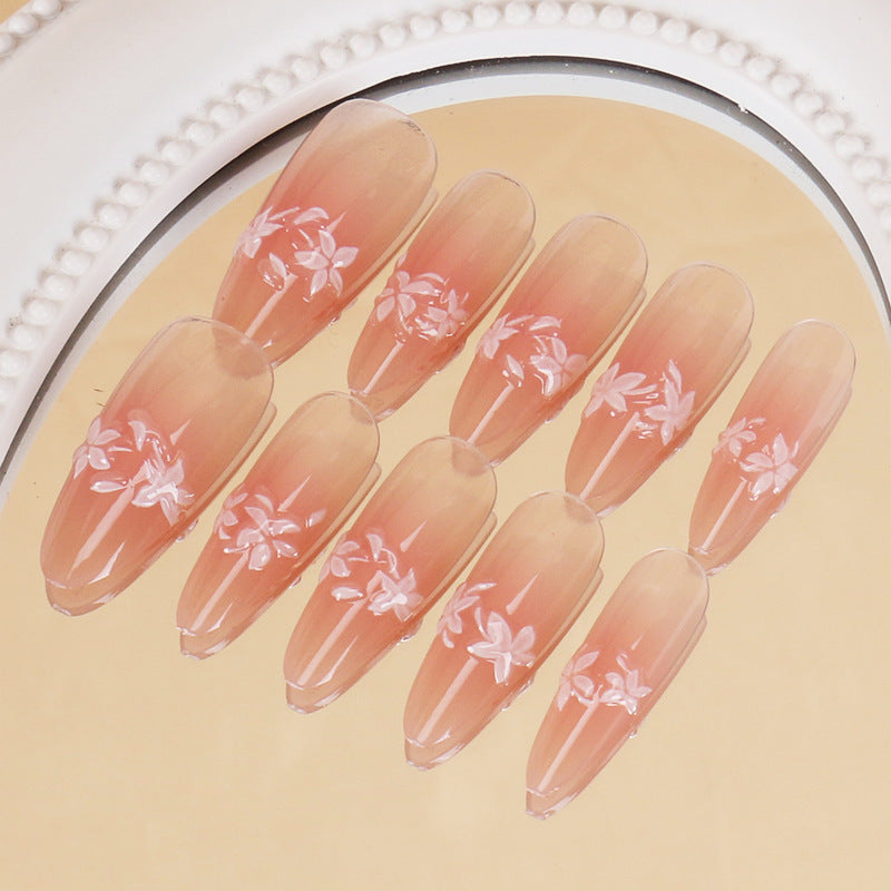 Floral French Tip Press-On Nails Bowlift