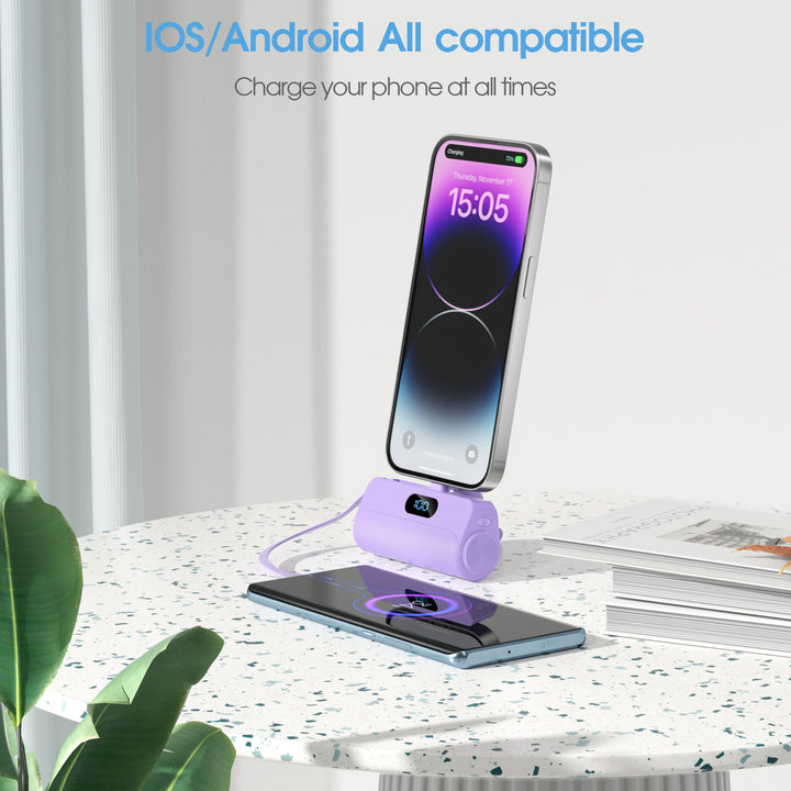 Compact power bank with integrated LED light Bowlift
