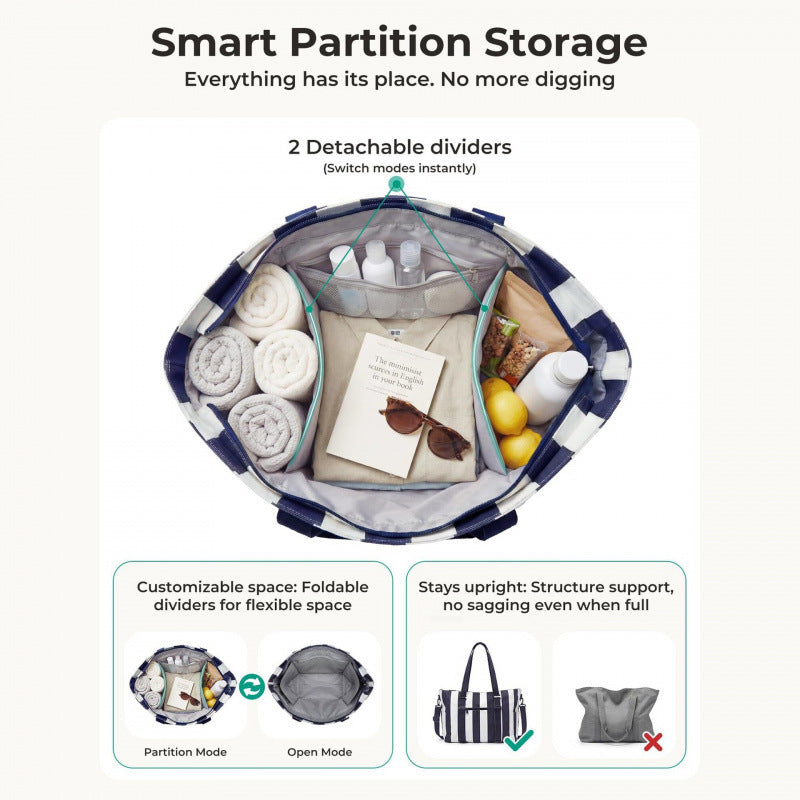 Fashionable tote bag with multifunctional compartments Bowlift