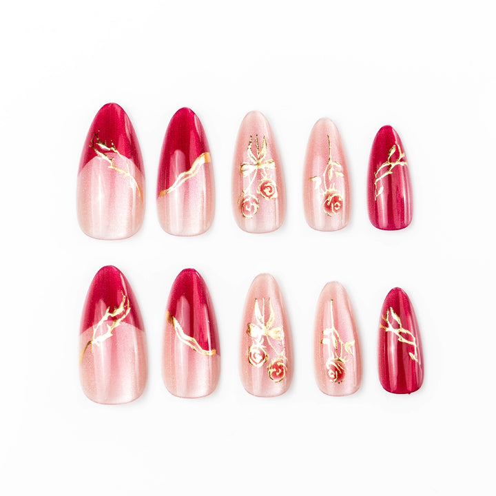 Glamorous nails with floral design Bowlift