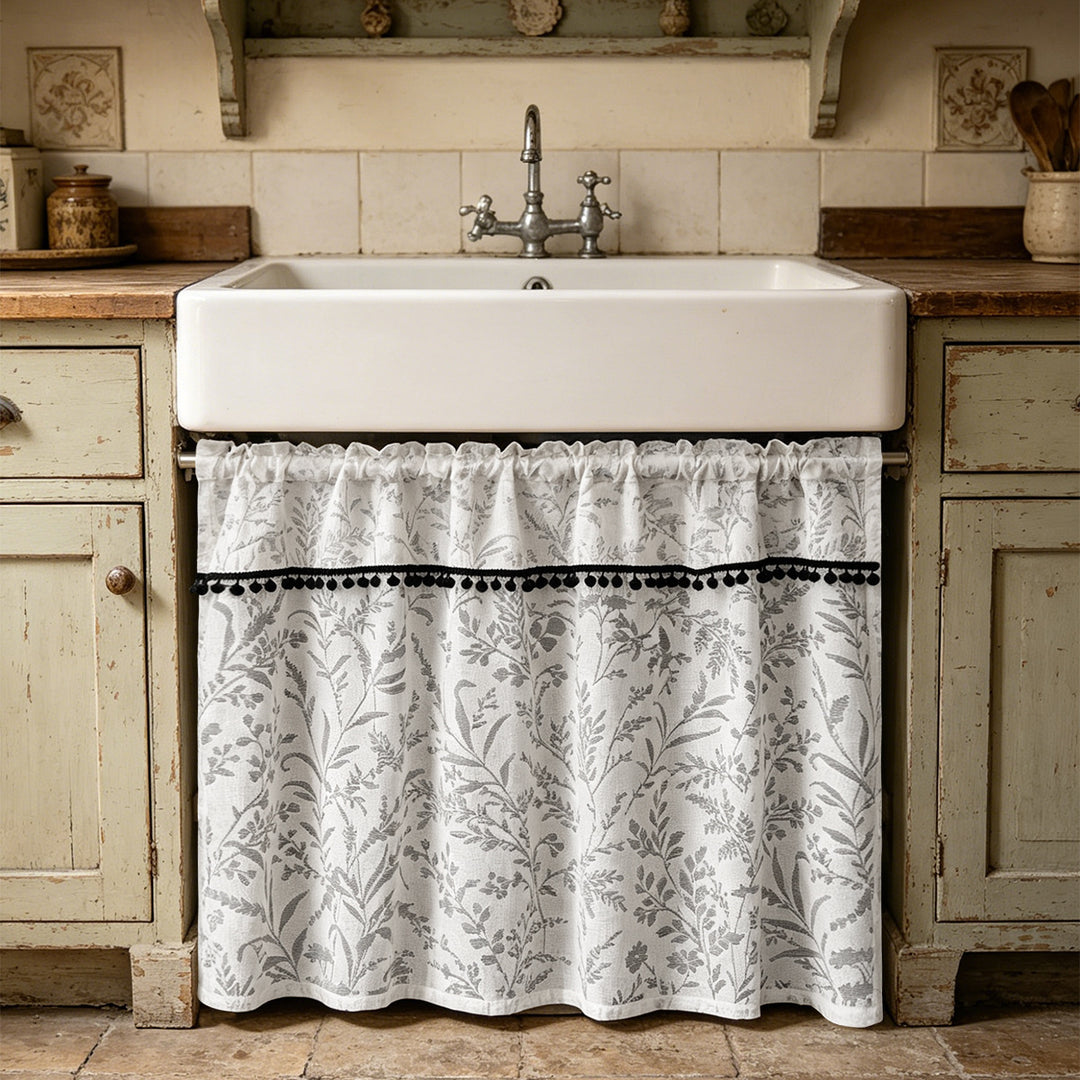 Floral Print Kitchen Curtain Set