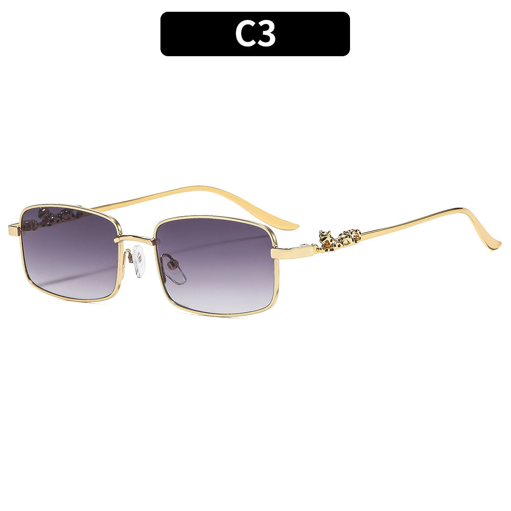 Elegant Square Frame Sunglasses with Decorative Accents