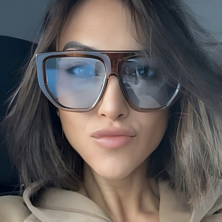 Women's fashionable oversized sunglasses with innovative Bowlift frame