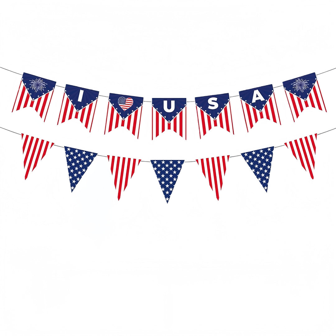 Unisex nan patriotic disposable party tableware and decoration kit with printed flag paper plates matching table covers napkins and pennant bunting Bowlift