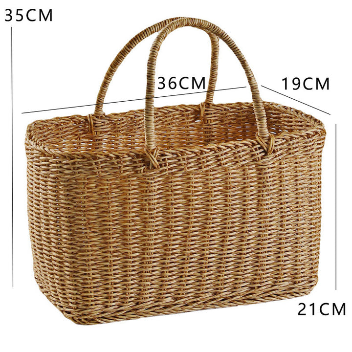 Unisex Handwoven Shopping Basket with Two Handles Bowlift