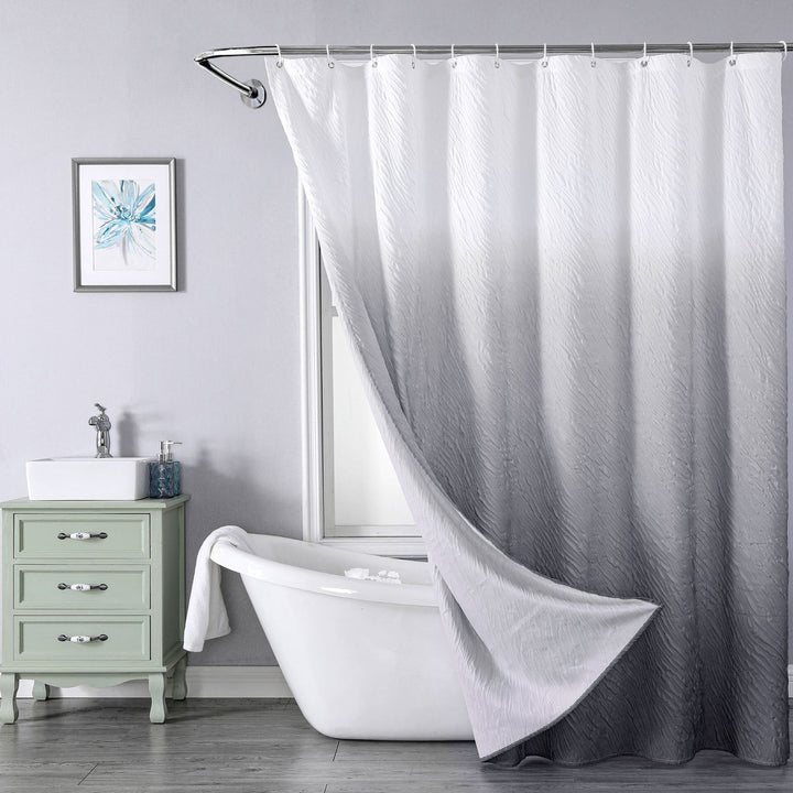 Textured Leaf Motif Shower Curtain Bowlift