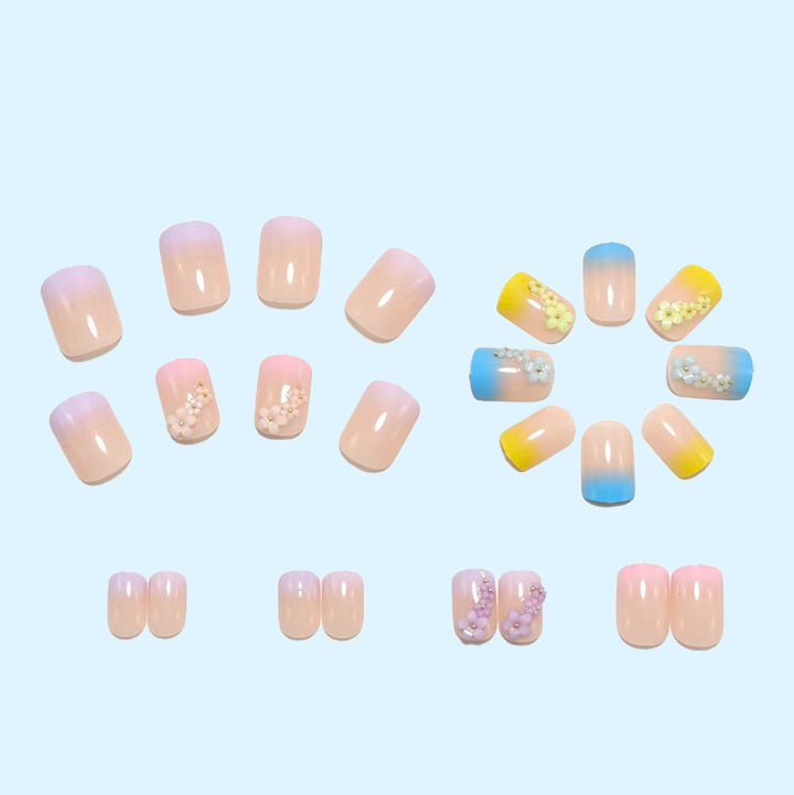 Artificial Nails in Stylish Flower Design Bowlift