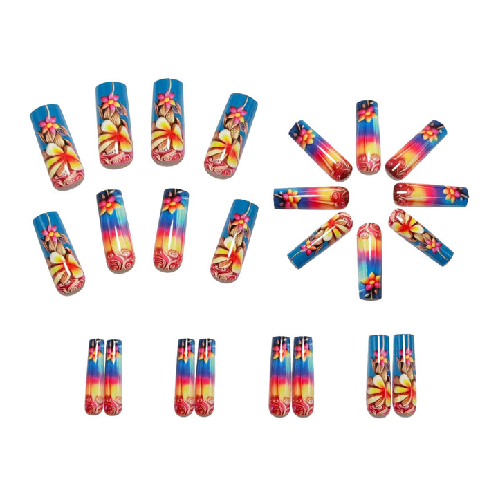 Artificial nails in stylish floral design Bowlift