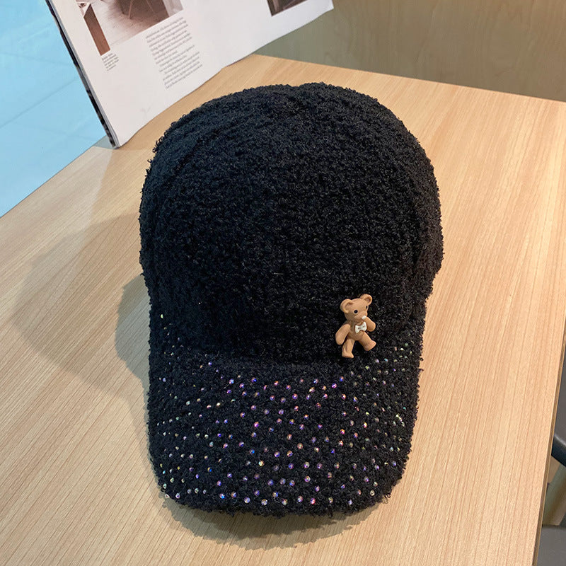 Women's Shimmering Fuzzy Baseball Cap Bowlift