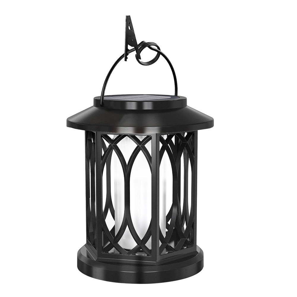 Decorative Solar Hanging Lantern With Metal Lattice Panels Bowlift