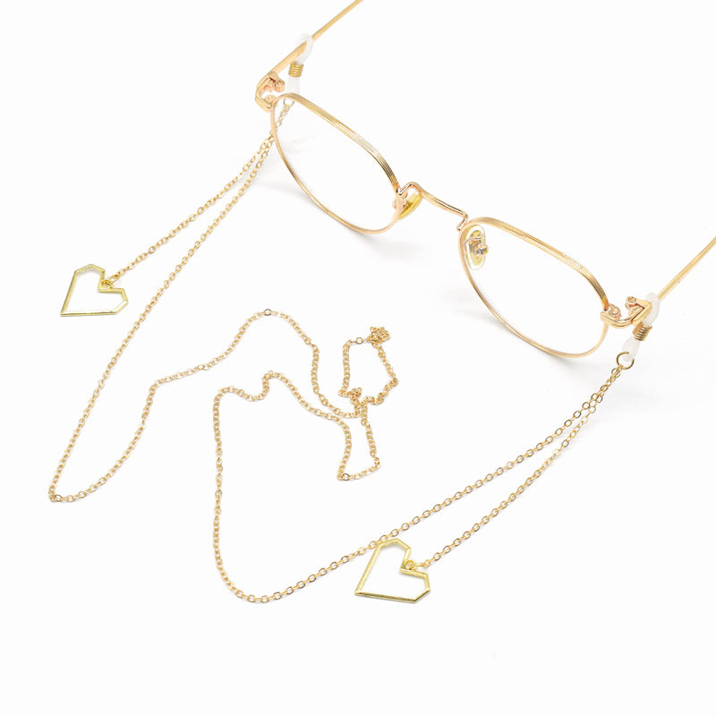 Heart-Shaped Geometric Elegance Eyewear Chain Bowlift