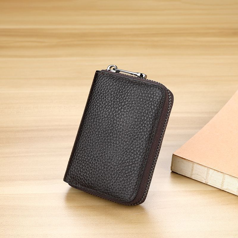 Stylish Zippered Leather Card Holder Bowlift