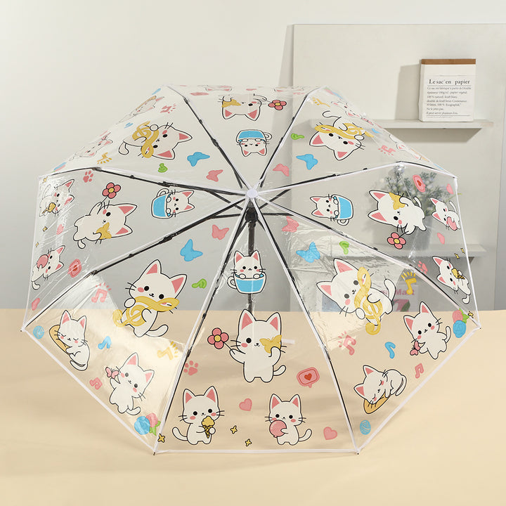 Women's transparent zipper pouch with cute cat designs Bowlift