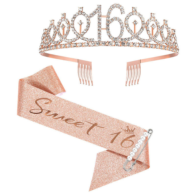 Ladies Sparkling Tiara with personalized 80th Birthday Inscription Bowlift