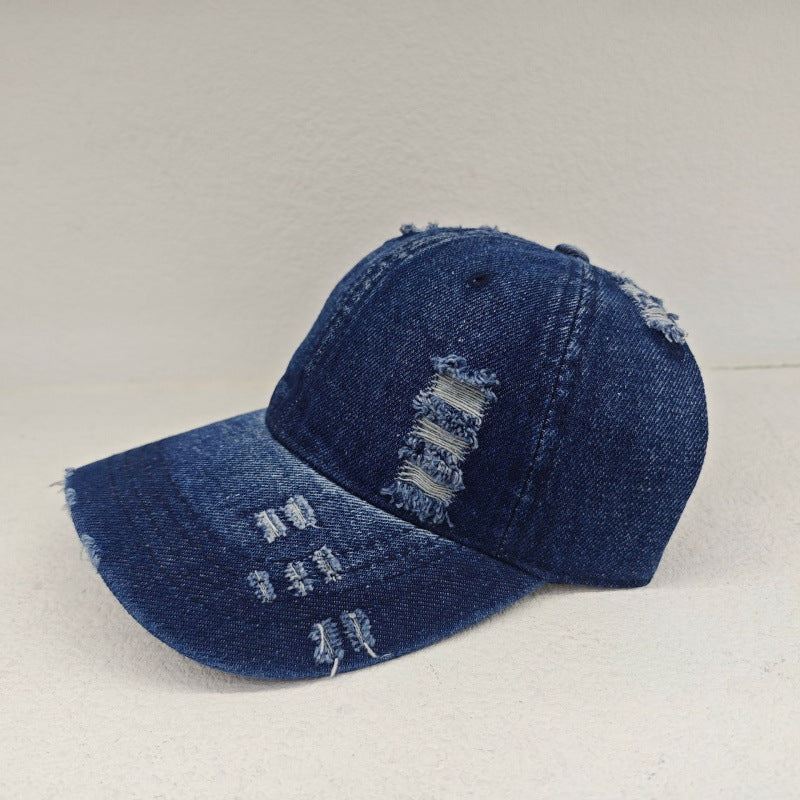 Women's Distressed Casual Denim Baseball Cap Bowlift