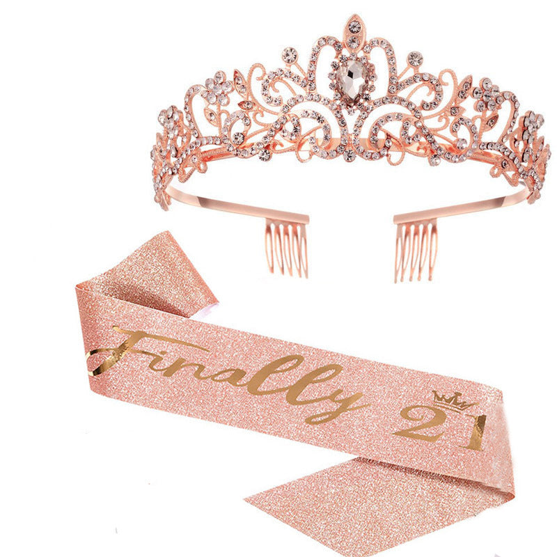 Women's Sparkling Crown with Radiant Rhinestone Embellishment Bowlift