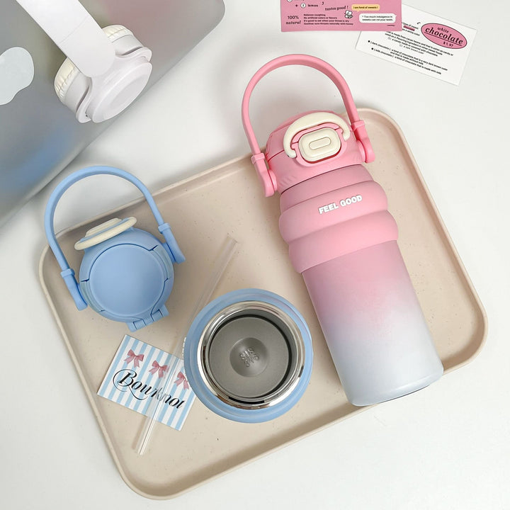 Women's Insulated Water Bottle with Ergonomic Carry Handle and Patented Leak Protection Bowlift