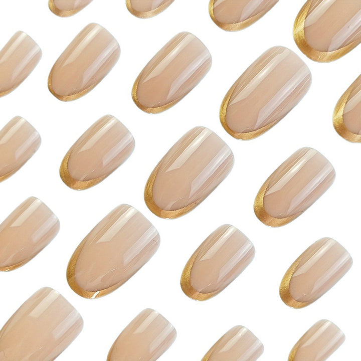Elegant Glossy French Tip Nail Set Bowlift