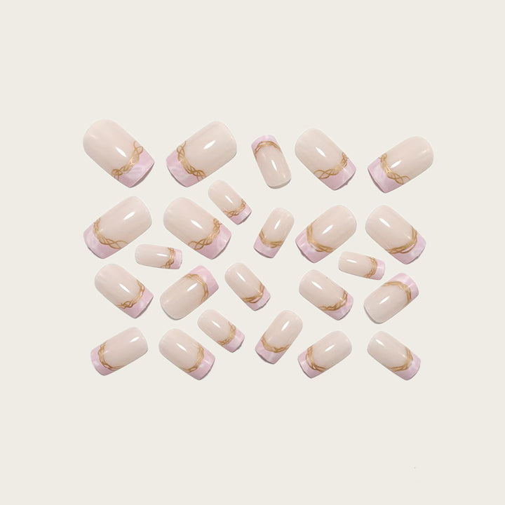 Elegant artificial nails with gold accents Bowlift