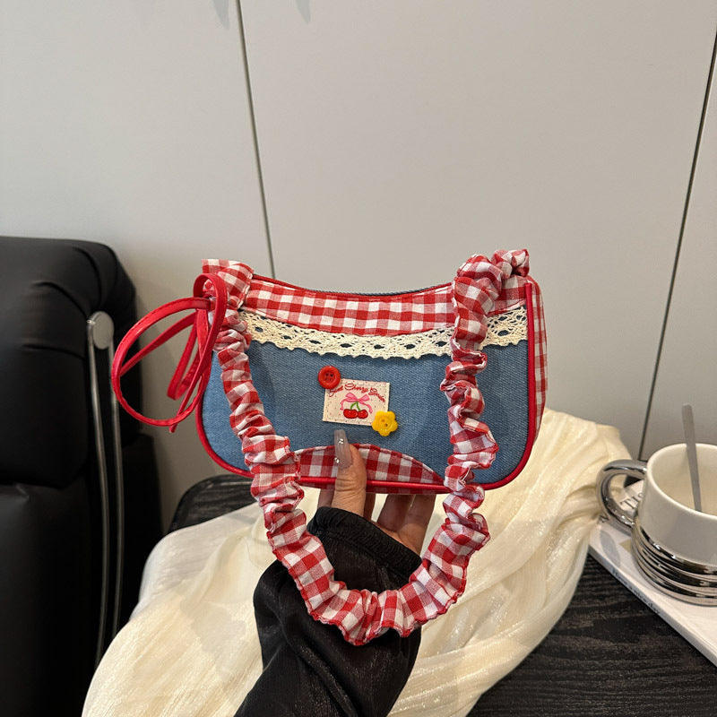 Retro Gingham Mini Crossbody Bag Bowlift