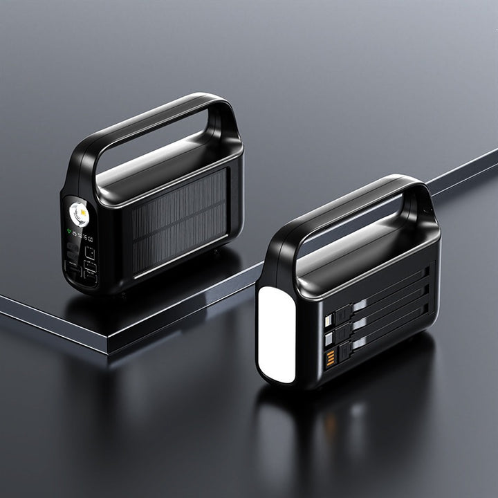 Portable solar power bank with integrated LED display and ergonomic carrying handle Bowlift