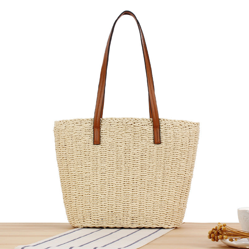 Handbag Made of Natural Wicker with Leather Handles Bowlift