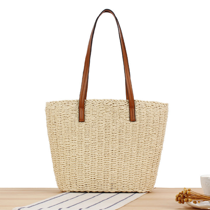 Handbag Made of Natural Wicker with Leather Handles Bowlift