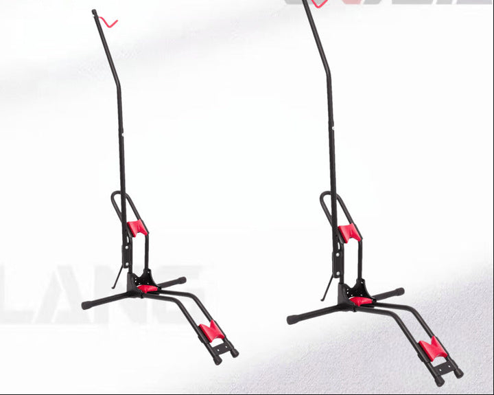 freestanding vertical bicycle repair and display stand with front wheel clamp and foldable tripod base Bowlift