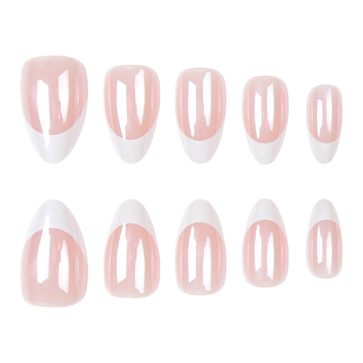 Premium Glossy French Tip Press-On Nails Bowlift