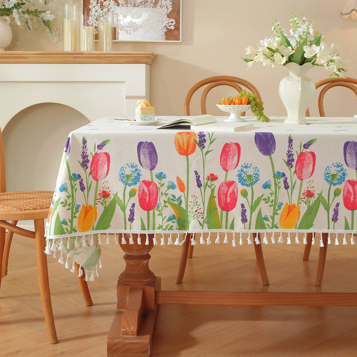 Decorative Floral Print Tablecloth