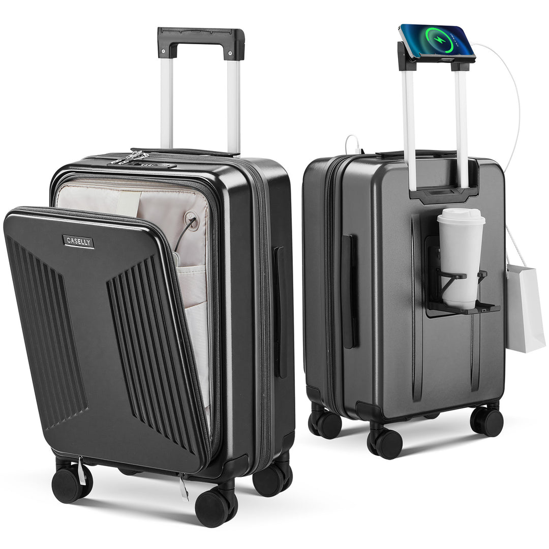 Unisex Smart Charging Hard Shell Trolley Luggage Bowlift