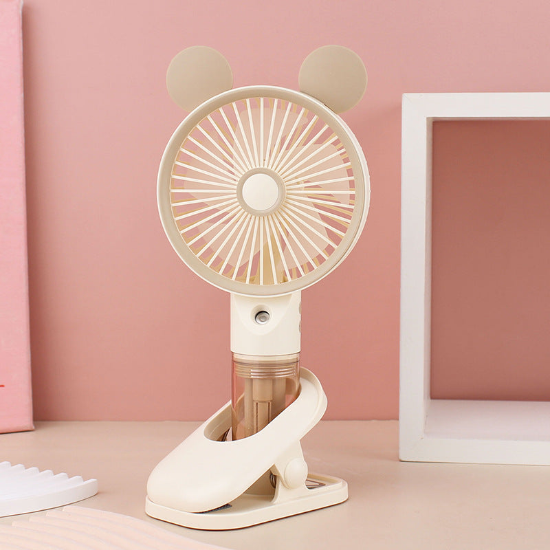 Cooling compact rechargeable clip-on misting handheld fan with detachable water reservoir and adjustable tilt Bowlift