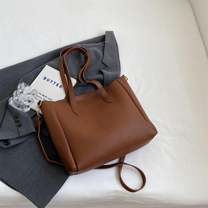 Spacious Soft Leather Tote Bag Bowlift