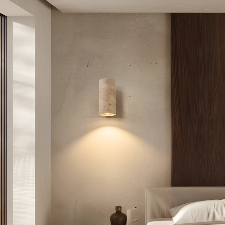 BowLift | Travertine wall lamp in Japandi tube shape