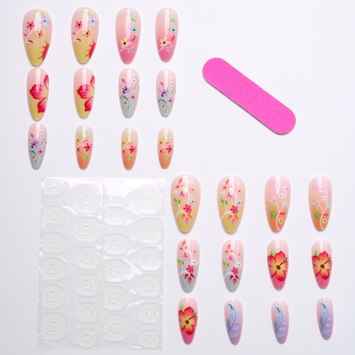 Artistic Nail Tips with Floral Designs Bowlift