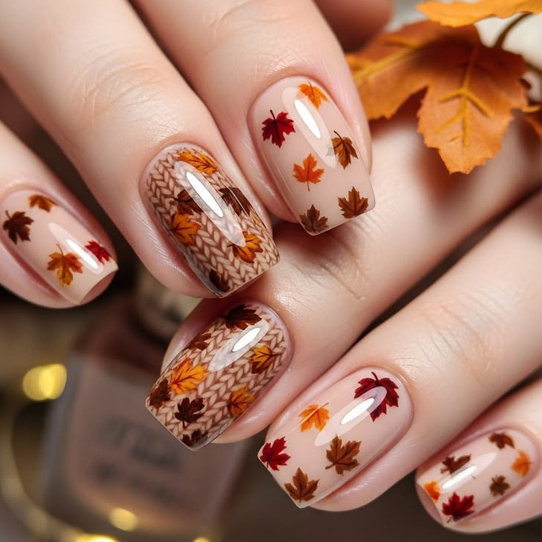 Autumn Themed Artistic Nail Art Extensions Bowlift